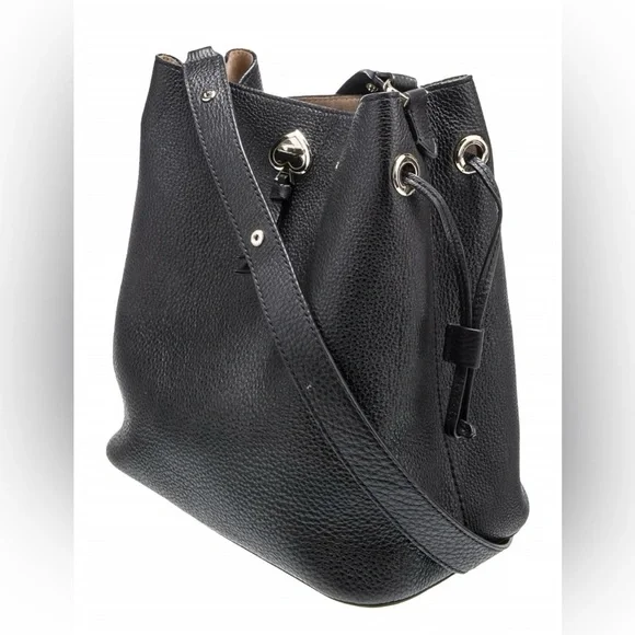 Kate Spade New York Black Leather Crossbody/Bucket Bag – Adjustable Strap - Picture 4 of 11
